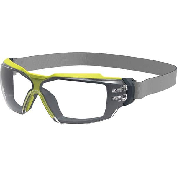 Safety Glass: Anti-Fog & Scratch-Resistant, Polycarbonate, Clear Lenses, Frameless, UV Protection Charcoal Frame, Single