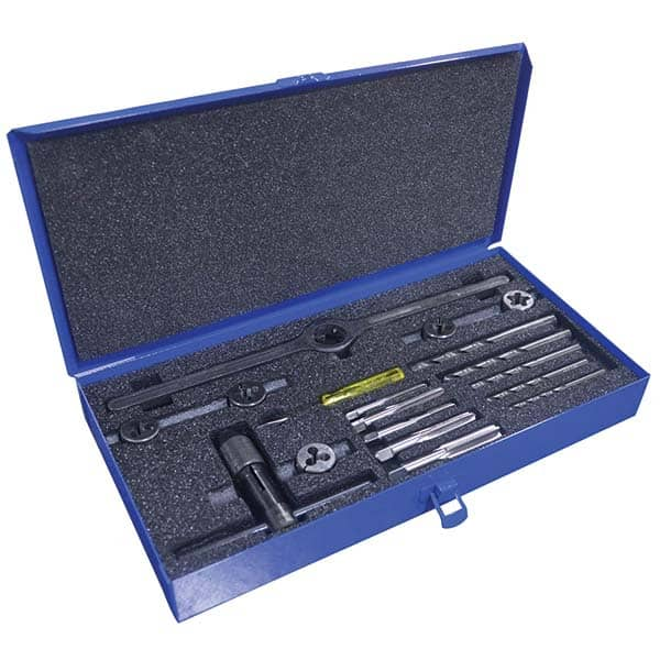 Greenfield Threading - Tap & Die Sets Minimum Tap Thread Size (mm): M6x1.00 Maximum Tap Thread Size (mm): M12x1.75 - Exact Industrial Supply