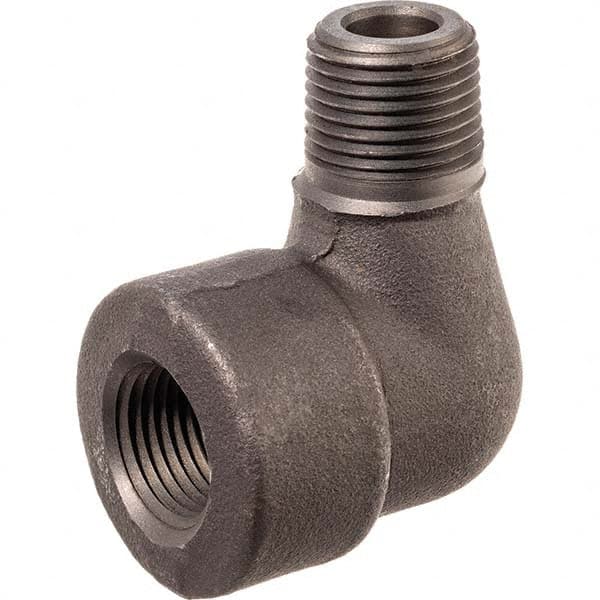 Black 90 ° Street Elbow: 1/4″, Threaded Steel, Black Finish, Class 3000, ANSI/ASME B1.20.1, ANSI/ASME B16.11-MSS SP-83 & ASTM A105