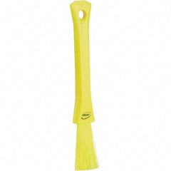 Vikan - 2-1/4" Bristle Length, Polyester Detail Brush - 1-1/4" Long x 0.4" Wide Head, 8.07" OAL, Ergonomic Handle, Yellow, Polypropylene Block - Exact Industrial Supply