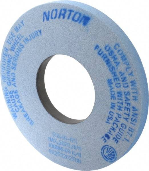 Norton - 12" Diam x 5" Hole x 1" Thick, I Hardness, 46 Grit Surface Grinding Wheel - Ceramic, Type 1, Coarse Grade, 2,070 Max RPM, Vitrified Bond, No Recess - Exact Industrial Supply