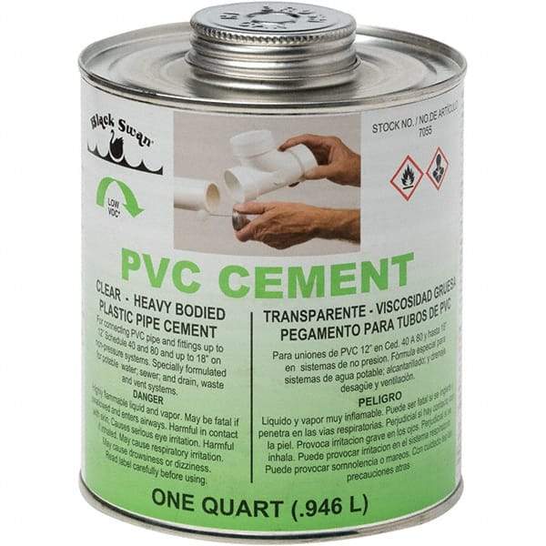 Black Swan - 1 Qt Heavy Duty Cement - Clear, Use with PVC - Exact Industrial Supply