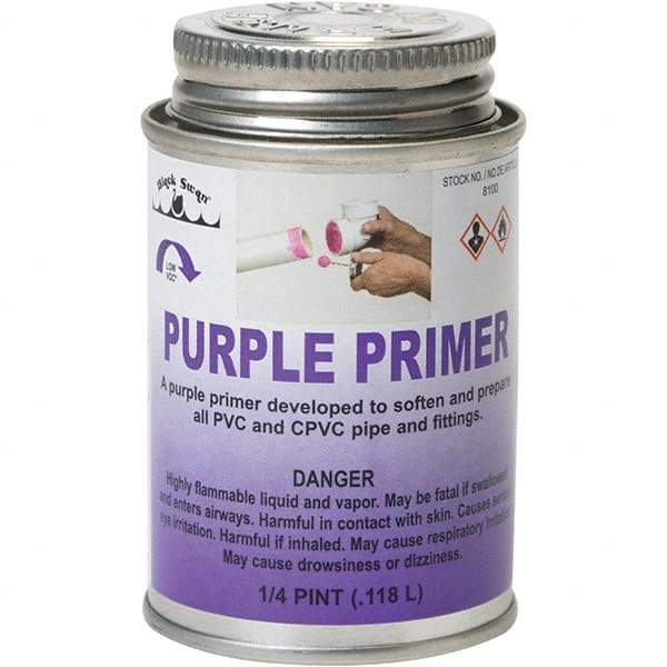 Black Swan - 1/4 Pt All Purpose Primer/Cleaner - Purple, Use with PVC & CPVC - Exact Industrial Supply