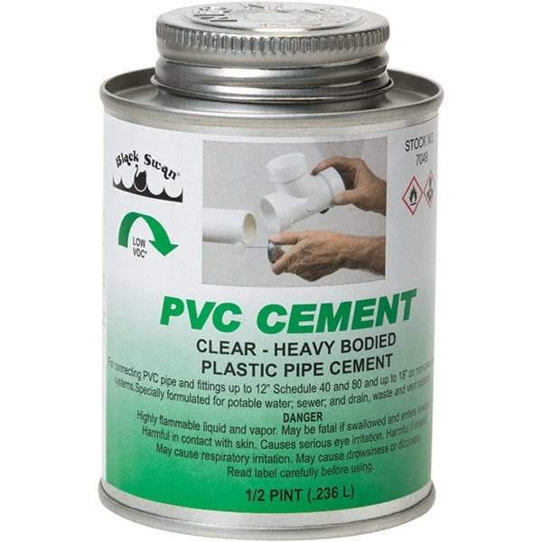 Black Swan - 1/2 Pt Heavy Duty Cement - Clear, Use with PVC - Exact Industrial Supply