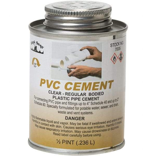 Black Swan - 1/2 Pt Regular Bodied Cement - Clear, Use with PVC - Exact Industrial Supply