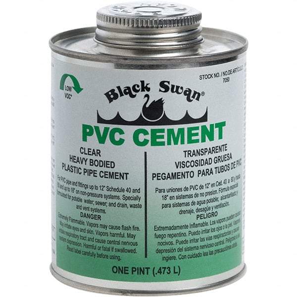 Black Swan - 1 Pt Heavy Duty Cement - Clear, Use with PVC - Exact Industrial Supply