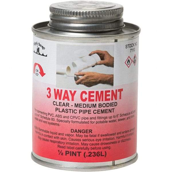Black Swan - 1/2 Pt Medium Bodied Cement - Clear, Use with ABS, PVC & CPVC up to 6" Diam - Exact Industrial Supply