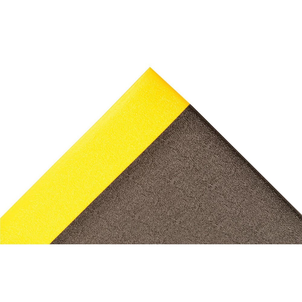 Anti-Fatigue Mat:  36.0000″ Length,  24.0000″ Wide,  5/8″ Thick,  Closed Cell Polyvinylchloride,  Beveled Edge,  Medium Duty Pebbled,  Black & Yellow,  Dry
