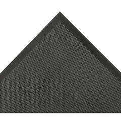 Anti-Fatigue Mat:  40.0000″ Length,  24.0000″ Wide,  3/4″ Thick,  Nitrile Blend Rubber Foam,  Beveled Edge,  Medium Duty Raised Grid,  Black,  Wet/Dry and Oily Areas