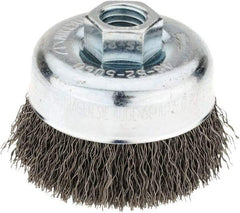 Milwaukee Tool - 3" Diam, 5/8-11 Threaded Arbor, Steel Fill Cup Brush - 0.014 Wire Diam, 7/8" Trim Length, 12,000 Max RPM - Exact Industrial Supply