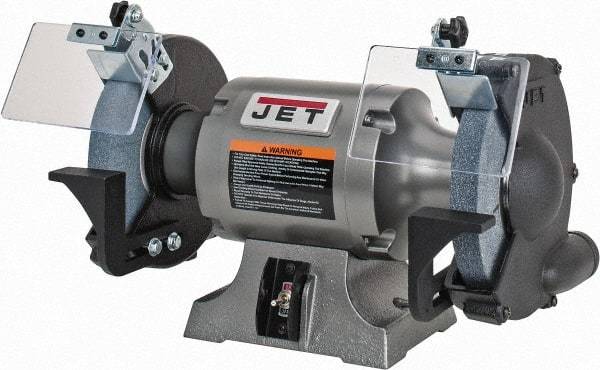 Jet - 8" Wheel Diam x 1" Wheel Width, 1 hp Grinder - 5/8" Arbor Hole Diam, 1 Phase, 3,450 Max RPM, 115 Volts - Exact Industrial Supply