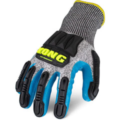 Puncture-Resistant Gloves:  Size  Large,  ANSI Cut  A4,  ANSI Puncture  3,  Foam Nitrile,  HPPE Knit Gray & Blue,  Palm Coated,  Acrylic Lined,  HPPE Back,  Foam Grip,  ANSI Abrasion  Not Tested
