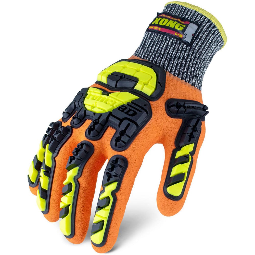Puncture-Resistant Gloves:  Size  Medium,  ANSI Cut  A6,  ANSI Puncture  3,  Nitrile,  HPPE, Nylon, Glass & Steel Orange,  Full Except Cuff Coated,  Unlined Lined,  Nitrile & HPPE/Nylon/Glass Back,  Textured Grip,  ANSI Abrasion  Not Tested