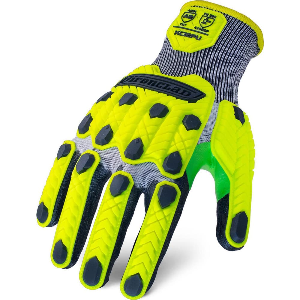 Puncture-Resistant Gloves:  Size  Medium,  ANSI Cut  A2,  ANSI Puncture  4,  Polyurethane,  HPPE & Steel Knit Black & Yellow,  Palm Coated,  Unlined Lined,  HPPE Fiber/Stainless Steel Back,  Smooth Grip,  ANSI Abrasion  Not Tested