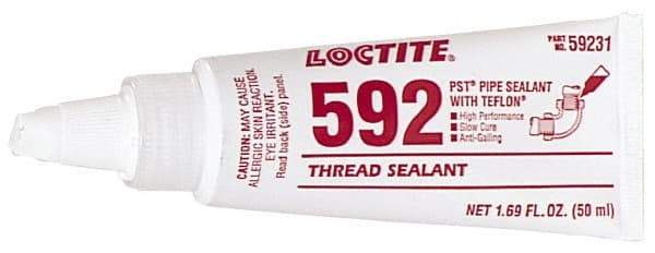 Loctite - 50 mL Tube, White, Medium Strength Paste Threadlocker - Series 592, 72 hr Full Cure Time, Hand Tool, Heat Removal - Exact Industrial Supply