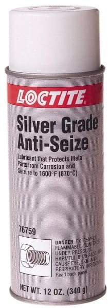 Loctite - 12 oz Aerosol High Temperature Anti-Seize Lubricant - Silver Colored, 1,600°F, Silver Colored, Water Resistant - Exact Industrial Supply