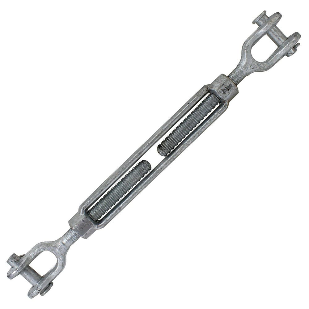 Turnbuckles; Turnbuckle Type: Jaw & Jaw; Working Load Limit: 5200 lb; Thread Size: 3/4-9 in; Turn-up: 9 in; Closed Length: 19.60 in; Material: Steel; Finish: Galvanized