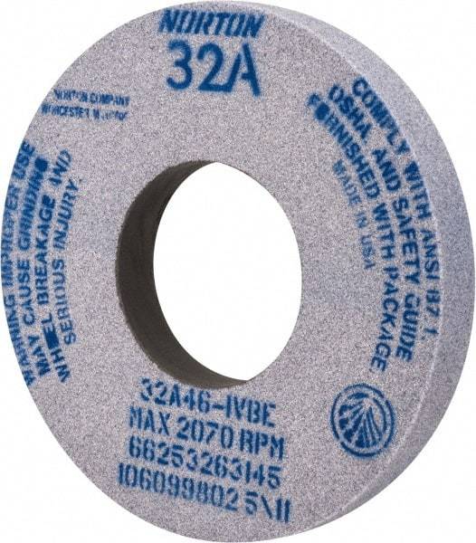 Norton - 12" Diam x 5" Hole x 1-1/2" Thick, I Hardness, 46 Grit Surface Grinding Wheel - Aluminum Oxide, Type 1, Coarse Grade, 2,070 Max RPM, Vitrified Bond, No Recess - Exact Industrial Supply