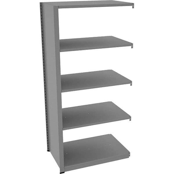 Tennsco - 5 Shelf Add-On Open Steel Shelving - 36" Wide x 76" High x 24" Deep, Medium Gray - Exact Industrial Supply