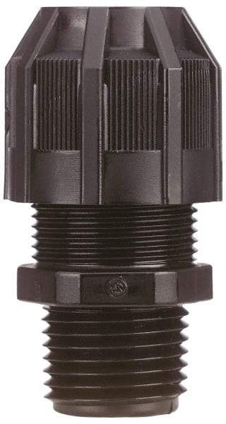 Thomas & Betts - 1/2 to 3/4" Cable Capacity, Liquidtight, Straight Strain Relief Cord Grip - 3/4 NPT Thread, 2-3/16" Long, Nylon - Exact Industrial Supply