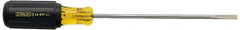 Stanley - 3/16" Blade Width, 9-3/4" OAL Cabinet Slotted Screwdriver - 6" Blade Length, Round Shank, Acetate with Rubber Grip Handle - Exact Industrial Supply