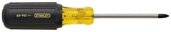Stanley - #1, 6-3/4" OAL, Standard Phillips Screwdriver - 3" Blade Length, Round Shank, Acetate with Rubber Grip Handle - Exact Industrial Supply