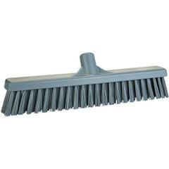 Vikan - 16" Fine Particle Polyester Push Broom - 2" Bristle Length, Plastic Block, European Threaded Handle Connection, Handle Sold Separately - Exact Industrial Supply