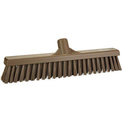 Vikan - 16" Fine Particle Polyester Push Broom - 2" Bristle Length, Plastic Block, European Threaded Handle Connection, Handle Sold Separately - Exact Industrial Supply