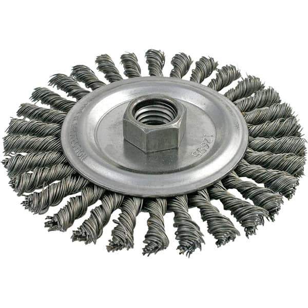 Brush Research Mfg. - 4-1/2" OD, 5/8-11 Arbor Hole, Stringer Bead Carbon Wheel Brush - 3/16" Face Width, 13/16" Trim Length, 9,000 RPM - Exact Industrial Supply