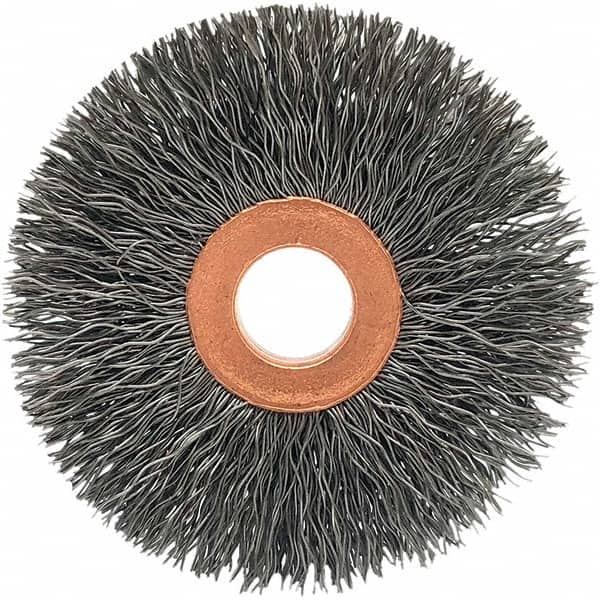 Brush Research Mfg. - 2-1/2" OD, 1/2" Arbor Hole, Crimped Stainless Steel Wheel Brush - Exact Industrial Supply