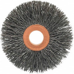 Brush Research Mfg. - 2-1/2" OD, 1/2" Arbor Hole, Crimped Stainless Steel Wheel Brush - Exact Industrial Supply