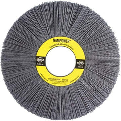 Brush Research Mfg. - 8" OD, 2" Arbor Hole, Crimped Abrasive Nylon Wheel Brush - 1/2" Face Width, 2-1/2" Trim Length, 3,600 RPM - Exact Industrial Supply