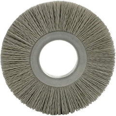 Brush Research Mfg. - 8" OD, 3-1/4" Arbor Hole, Crimped Abrasive Nylon Wheel Brush - 17/32" Face Width, 1-7/8" Trim Length, 5,000 RPM - Exact Industrial Supply