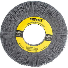 Brush Research Mfg. - 6" OD, 2" Arbor Hole, Crimped Abrasive Nylon Wheel Brush - 1/2" Face Width, 1-1/2" Trim Length, 3,600 RPM - Exact Industrial Supply
