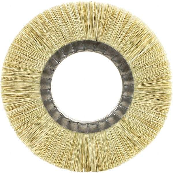 Brush Research Mfg. - 8" OD, 2" Arbor Hole, Crimped Carbon Wheel Brush - 1-1/8" Face Width, 1-3/4" Trim Length, 6,000 RPM - Exact Industrial Supply