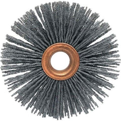 Brush Research Mfg. - 2-1/2" OD, 1/2" Arbor Hole, Crimped Abrasive Nylon Wheel Brush - 1/2" Face Width, 3/4" Trim Length, 20,000 RPM - Exact Industrial Supply
