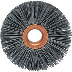 Brush Research Mfg. - 2-1/2" OD, 1/2" Arbor Hole, Crimped Abrasive Nylon Wheel Brush - 1/2" Face Width, 3/4" Trim Length, 20,000 RPM - Exact Industrial Supply