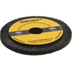 Brush Research Mfg. - 3-15/16" OD, Crimped Abrasive Nylon Wheel Brush - 0.197" Face Width, 0.492" Trim Length, 3,600 RPM - Exact Industrial Supply