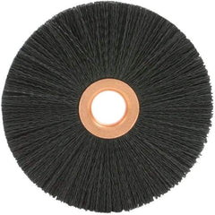 Brush Research Mfg. - 4" OD, 1/2" Arbor Hole, Crimped 6-12 Nylon Wheel Brush - 1/2" Face Width, 1-9/16" Trim Length, 20,000 RPM - Exact Industrial Supply