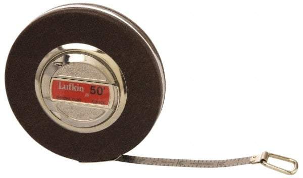 Lufkin - 50' x 3/8" White Blade Tape Measure - 1/10" Graduation, B4 Graduation Style, Black Case - Exact Industrial Supply