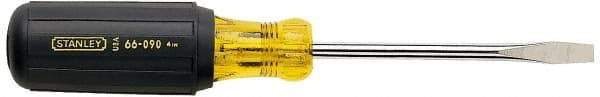Stanley - 3/8" Blade Width, 13-3/8" OAL Standard Slotted Screwdriver - 8" Blade Length, Round Shank, Acetate with Rubber Grip Handle - Exact Industrial Supply