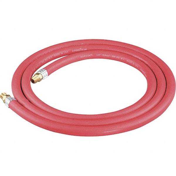 Dynabrade - 3/8" ID x 11/16" OD 8' Long Hose - Male/Male Ends, 90 Working psi, 1/4" Fitting, Red - Exact Industrial Supply