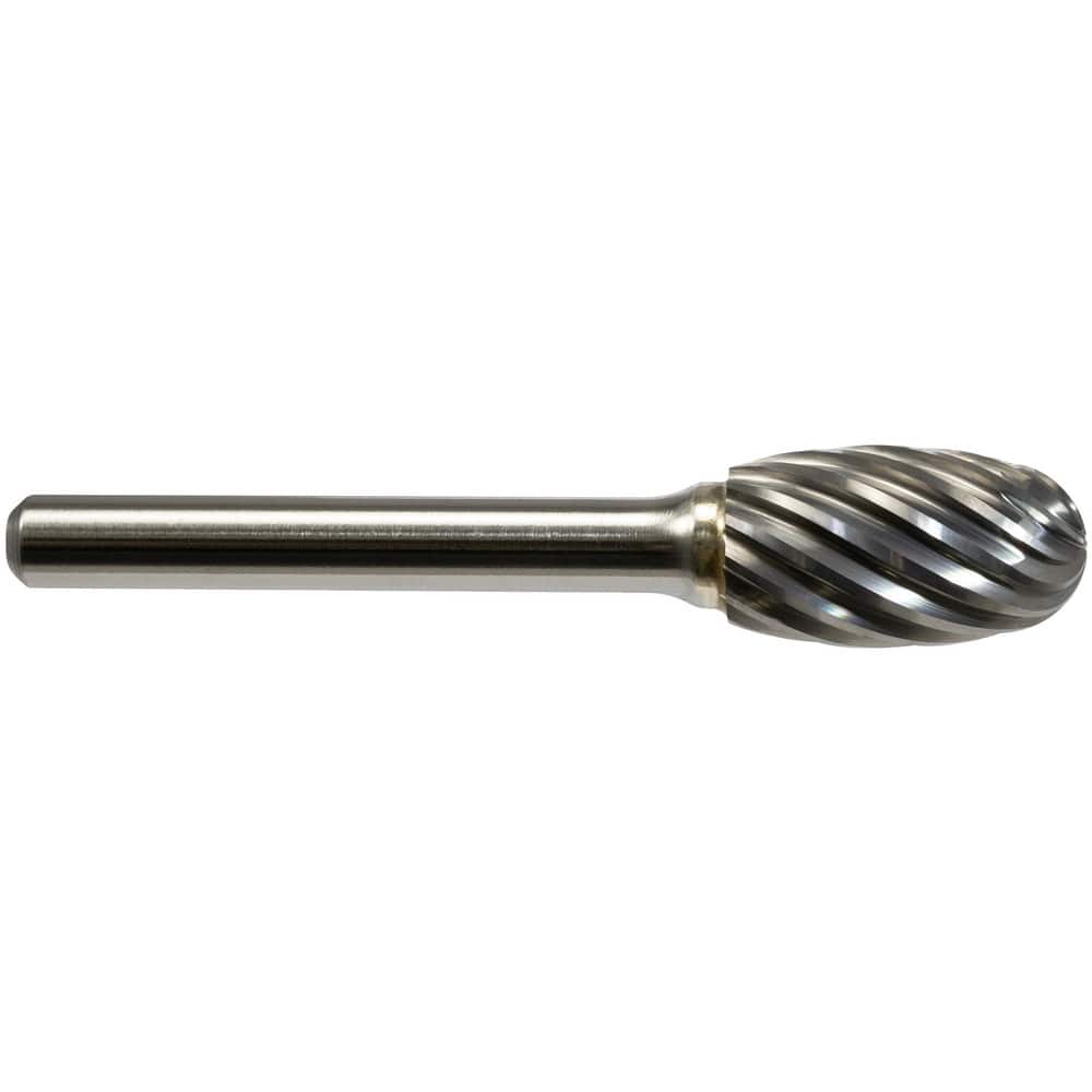 Burrs; Head Material: Solid Carbide; Head Shape: Oval; Tooth Style: Steel Cut; Shank Diameter (Decimal Inch): 1/4; Length of Cut (Inch): 5/8; Overall Length (Inch): 2-3/8; Head Length (Decimal Inch): 0.6250; Head Coating: None; Head Length (mm): 15.88; Ma