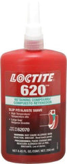 Loctite - 250 mL Bottle, Green, Medium Strength Liquid Retaining Compound - Series 620, 24 hr Full Cure Time, Heat Removal - Exact Industrial Supply