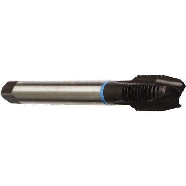 Emuge - 3/4-16 UNF, 4 Flute, Nitride Finish, Cobalt Spiral Point Tap - Plug Chamfer, Right Hand Thread, 4-1/4" OAL, 0.984" Thread Length, 0.59" Shank Diam, 2B Class of Fit, Series Rekord B - Exact Industrial Supply