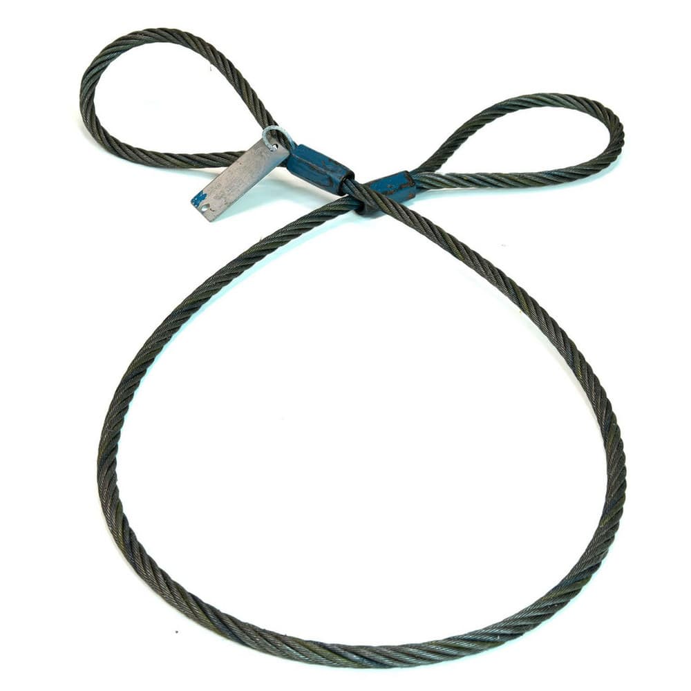 Slings & Tiedowns (Load-Rated); Sling Type: Wire Rope; Length (Feet): 20; Vertical Capacity (Lb.): 7800; Choker Capacity (Lb.): 5800; Width (Inch): 0; Basket Capacity (Lb.): 15600; Eye Type: Large Flemish Eye; Sling Material: Steel; Sling Width: 0 in; Rop