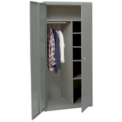 Storage Cabinets; Cabinet Type: Storage Cabinet; Cabinet Material: Steel; Width (Inch): 36; Depth (Inch): 18; Cabinet Door Style: Solid; Height (Inch): 78; Locking Mechanism: Keyed; Assembled: No; Finish: Powder Coated; Color: Dove Gray; Includes: (2) Key