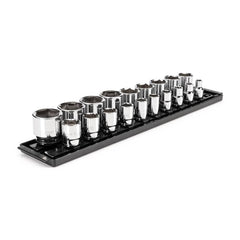 Socket Sets; Set Type: Standard; Drive Size: 1/2 in; Maximum Socket Depth (Decimal Inch): 2.0; Minimum Socket Depth (Decimal Inch): 1.5; Number Of Pieces: 19; Number Of Points: 6; Finish Coating: Chrome Plated