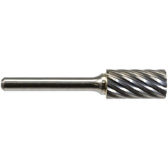 Burrs; Head Material: Solid Carbide; Head Shape: Cylinder; Tooth Style: Steel Cut; Shank Diameter (Decimal Inch): 1/4; Length of Cut (Inch): 3/4; Overall Length (Inch): 2-1/2; Head Length (Decimal Inch): 0.7500; Head Coating: None; Head Length (mm): 19.05