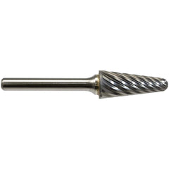 Burrs; Head Material: Solid Carbide; Head Shape: Cone; Tooth Style: Steel Cut; Shank Diameter (Decimal Inch): 1/4; Length of Cut (Inch): 7/8; Overall Length (Inch): 2-5/8; Head Length (Decimal Inch): 0.8750; Head Coating: None; Included Angle: 14.00; Head
